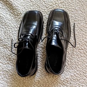 Kenneth Cole Reaction Black Men's 10 Leather Square Toe Lace Up Dress Shoes